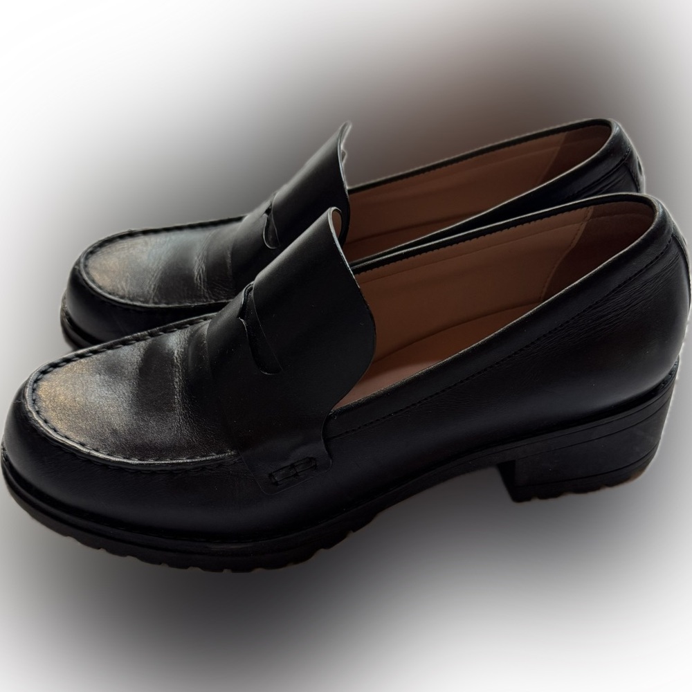 Cole Haan Women’s Lug-Sole' Black Leather Penny Loafers
